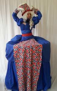 Union Jack themed living/human table for hire. Our British themed entertainment can be hired in London and the UK.