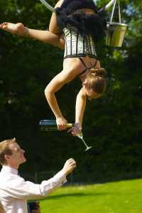 Aerial acrobats for hire. Our Aerial Bartenders are available to book for product launches in London & the UK.