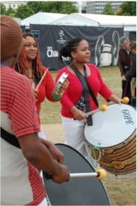 Hire our carnival drumming troupe for sports-themed events in London.
