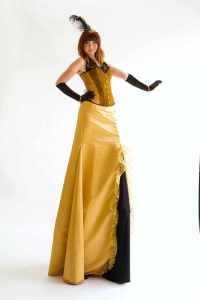 The Golden Stilt Walkers for hire. Book our fancy stilt walkers for corporate events in London & the UK.