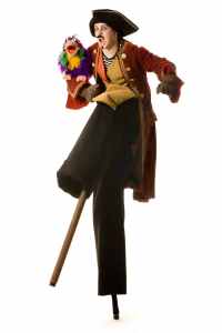 Book our Pirate Stilt Walker for children's parties in London & the UK.