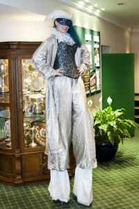 Our stilt walkers are available to book for masquerade themed events in London & the UK.