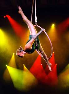 Ground-based hula hoop dancer for hire for gala dinners in Cornwall & London.