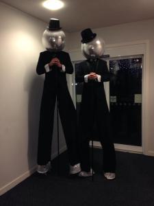 Our Disco Head Stilt Walkers are available for hire for private events in London & the UK.