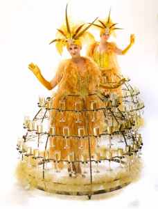 The Dazzling Champagne Girls for hire. Book our showgirl champagne tables for Las Vegas-themed events in London & the UK.