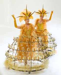 The Dazzling Champagne Girls for hire. Book our showgirl-themed strolling champagne tables for Hollywood-themed events in the UK & London.