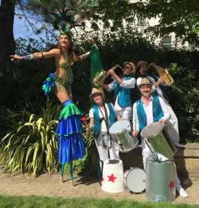 Carnival drummers for hire. Book our junk percussionists for carnival-themed events in Brighton & the UK.