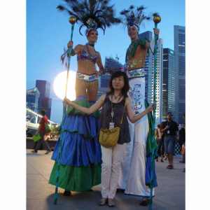 Olympic-themed stilt walkers for hire. Our Rio-themed stilt walkers are available to book for family fun days in London & the UK.