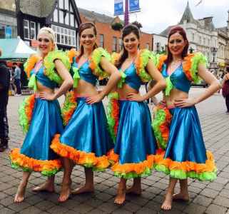 Fruity Flamenco dancers for hire. Our Fruity Flamenco dancers are available to book for Rio-themed events, corporate events or private events in London & the UK.