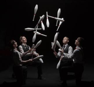 The Chic Juggling Quartet for hire. Book our juggling show for corporate events in London & the UK.