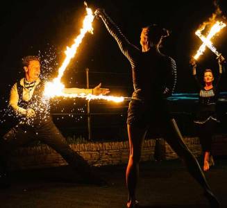 The Blaze Fire Dancers for hire. Book our fire dancers for Halloween-themed events in London & the UK.
