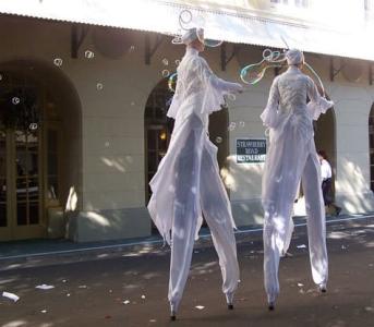 Bubble Fairies for hire. Our Bubble stilt walkers are available to book for corporate events in the UK & London.