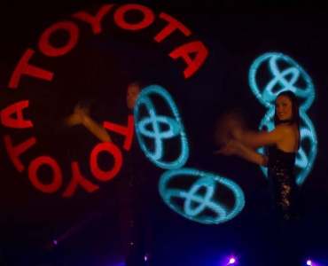 LED glow performers for hire. Our LED Glow Poi Show is available to book for gala dinners in the UK & London.