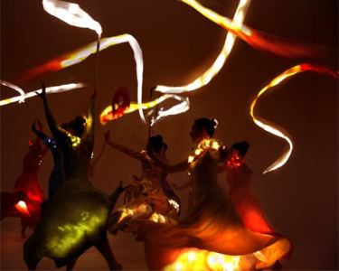 LED Ribbon and flag dancers for corporate and luxury event hire in London and the UK