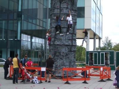 Our mobile rock climbing wall is available to book for your team building day in London & the UK.