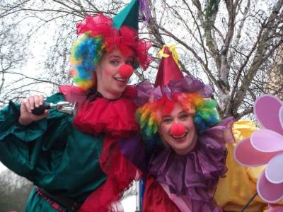 The Crazy Clowns for hire. Our Crazy Clown stilt walkers are available to book for children's events in the UK & London.
