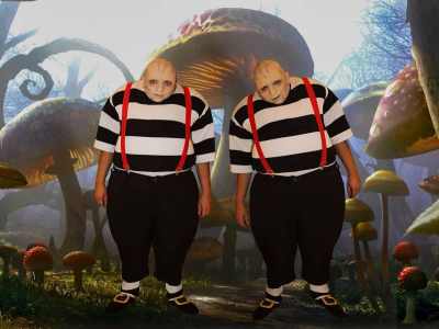 Tweedledee Character for hire. Our Tweedledee Character is available to book for Alice in Wonderland-themed events in London & the UK.