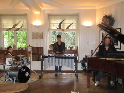 The Volk Trio for hire. Our family jazz band is available to book for Christmas-themed events in the UK & London.