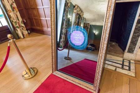Mirror prop for hire. Our Magic Mirror Photo Booth is available to hire in London & the UK.