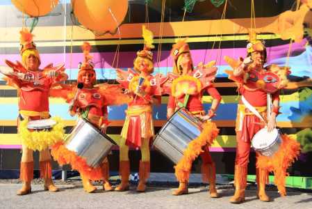 book our orange drummers at the entertainment for your next festival event. Available in the UK.