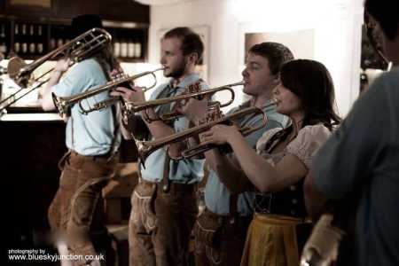 Hire our Bavarian-style brass musicians for German-themed events in the UK.