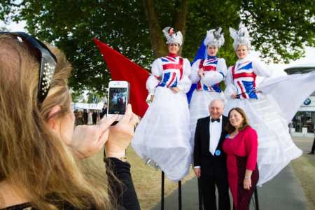 British Beauty Stilt Walkers for hire. Book our themed stilt walkers for British-themed events in London & the UK.