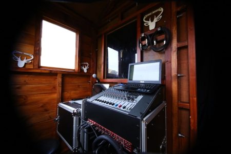 Karaoke booths to record songs at parties and events.