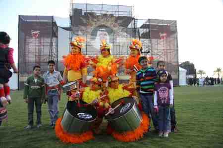 Book our orange drummers to perform at your next party function. Available for international events.