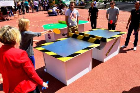 Custom table tennis tables for hire. Our customised tables can be hired worldwide.