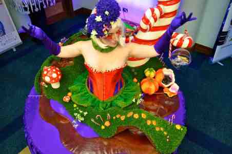 Living Willy Wonka Table for hire. Book our Charlie & the Chocolate Factory-themed human table for Willy Wonka-themed events in London & the UK.