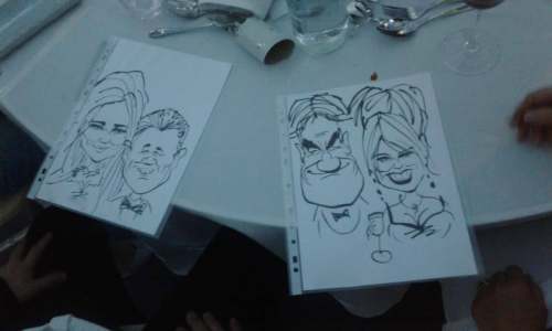 John the Caricaturist for hire. Our caricature artist is available to book for private weddings in the UK & London.