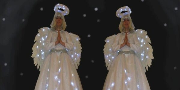 Christmas-Angel-Stilt-Performers