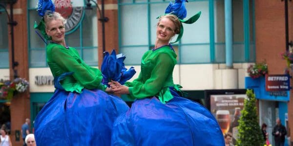 Flower-Stilt-Walkers-Shopping-Centre