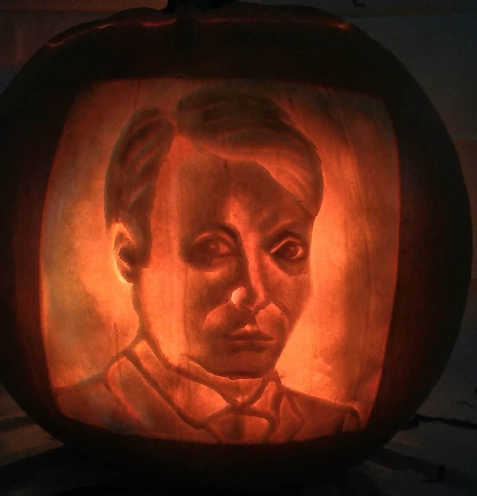 Pumpkin portrait created by our talented Halloween pumpkin carver.