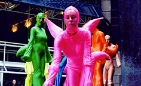 Mutli-Coloured-Stilt-Walker-Group