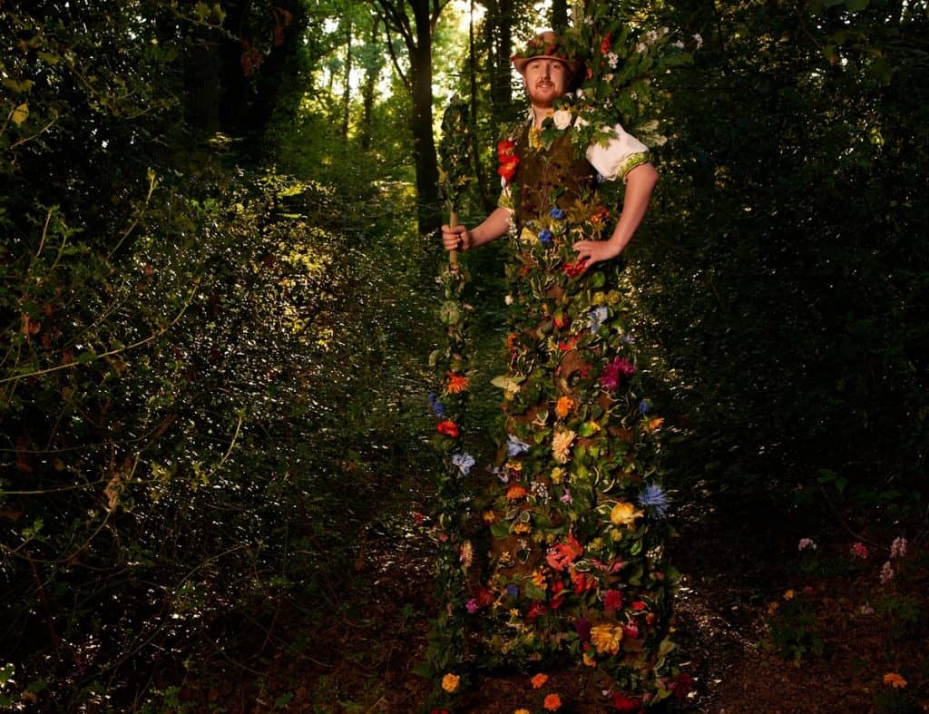 The Blossoms stilt walkers for hire. Our floral stilt walkers are available to book for product launches in the UK & London.