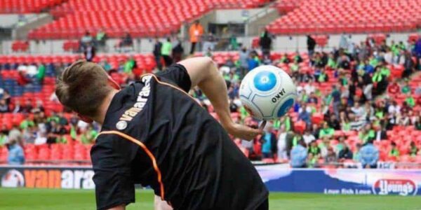 Football-Trickster-Performs-At-Half-Time-Show