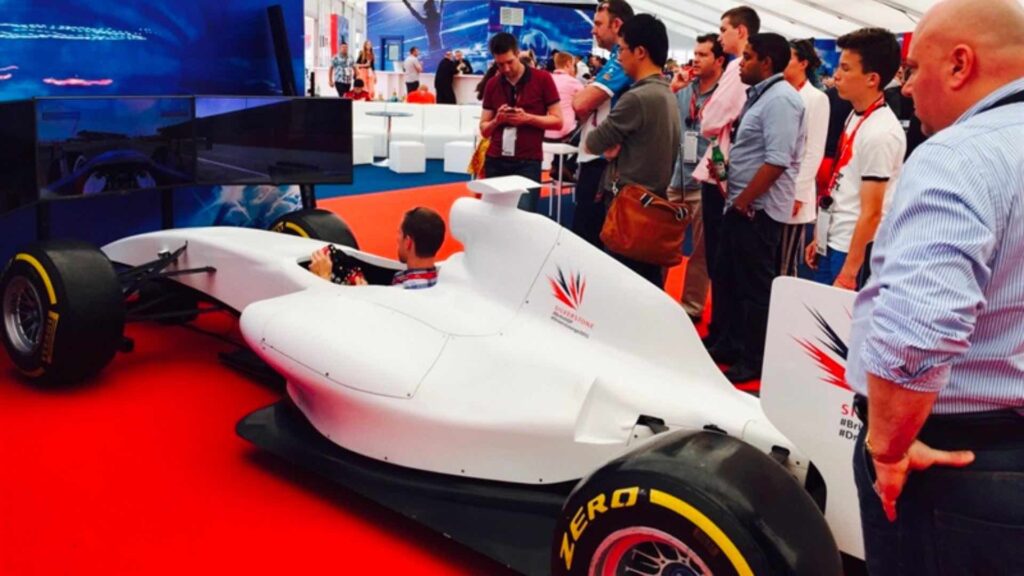 A formula one car simulator for event experiences