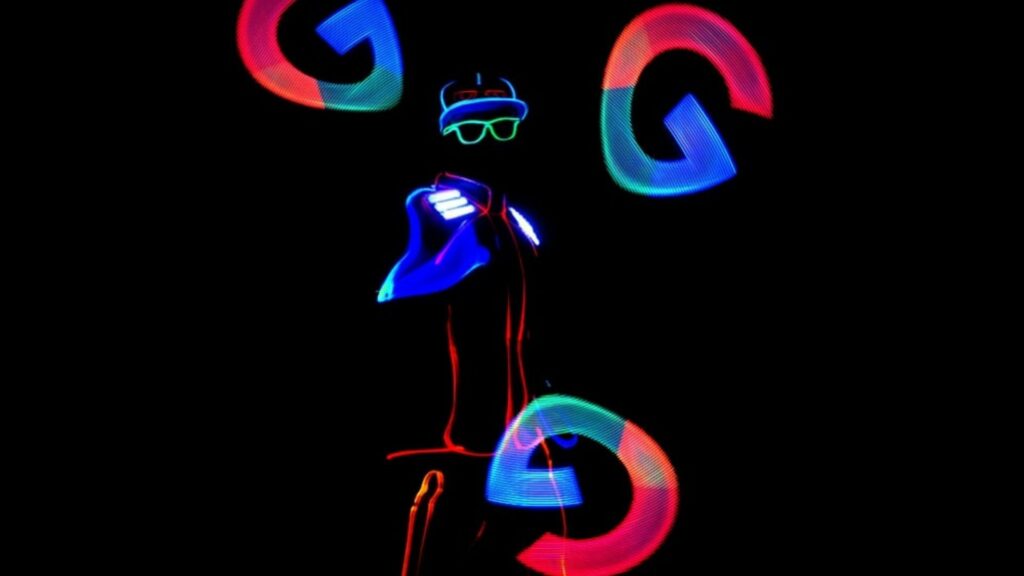 LED poi performer creates advertising performance for Google