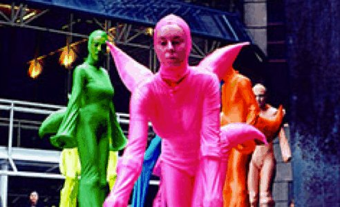 Mutli-Coloured-Stilt-Walker-Group