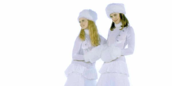 Snow-Themed-Stilt-Performers
