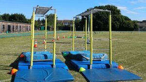 An assault course outdoors