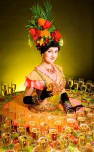 Book our Rio-themed human living table for gala dinners in Leicestershire