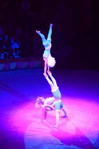 Acrobalance show for hire. Book The Dainty Acrobats for product launches in Russia & Europe.