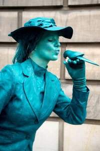 Book our blue living statue for your event. Our blue living statue is available for hire in London and around the UK.