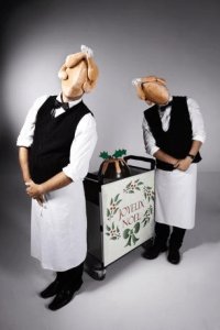 Book spoof waiters as Christmas entertainers for UK corporate events.