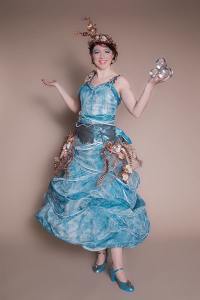 The Ocean Goddess for hire. Our themed contact juggler is available to book for ocean-themed events, corporate events or children's events in London & the UK.