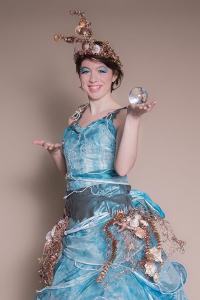 Ocean Goddess walkabout performer for hire. Our aquatic-themed contact juggler is available to book for ocean-themed events in London & the UK.