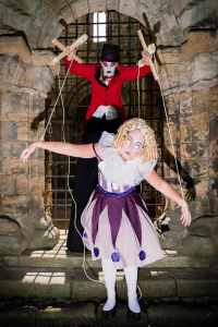 Creepy Ringmaster & Puppet on Strings for hire. Our Creepy Ringmaster & Puppet walkabout act is available to book for Halloween-themed events, corporate events or shopping centre events in London & the UK.