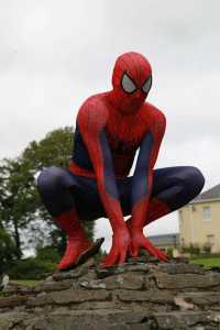 Spiderman for hire. This Superhero character can be hired for movie themed events in London and the UK.